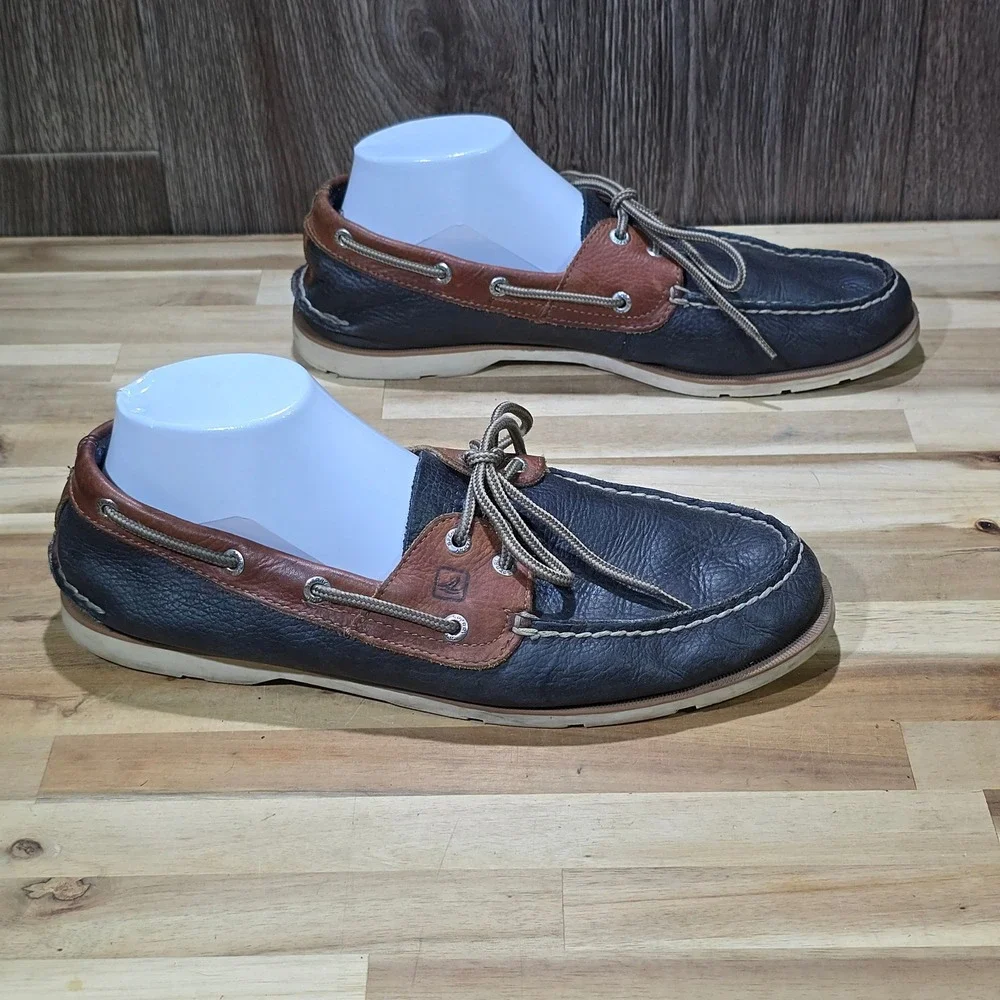 Sperry Top-Sider Billfish 3-Eye Boat Shoe‎ Men 11M Navy Brown Leather